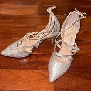 Nina Glittering Silver Strappy Heels
